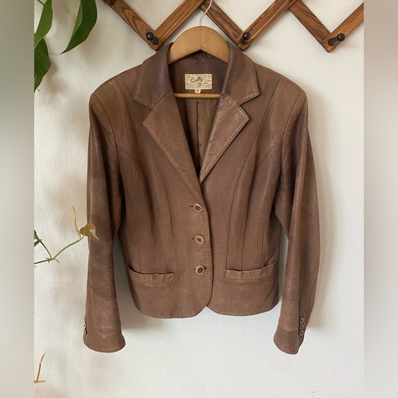 Vintage Scully Distressed Jacket With Antler Buttons Women’s Medium Soft Leather